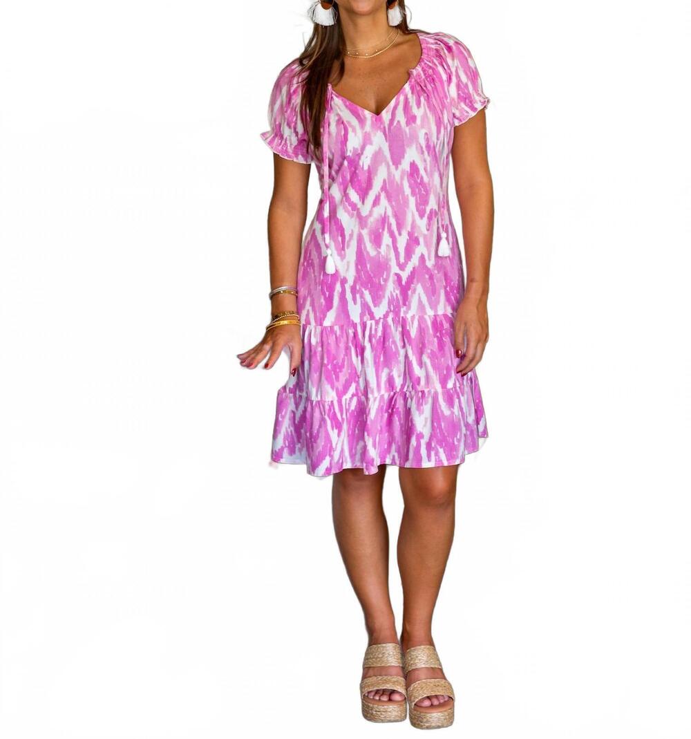 NEW LA MER LUXE emily dropwaist tassel dress in pink watercolor